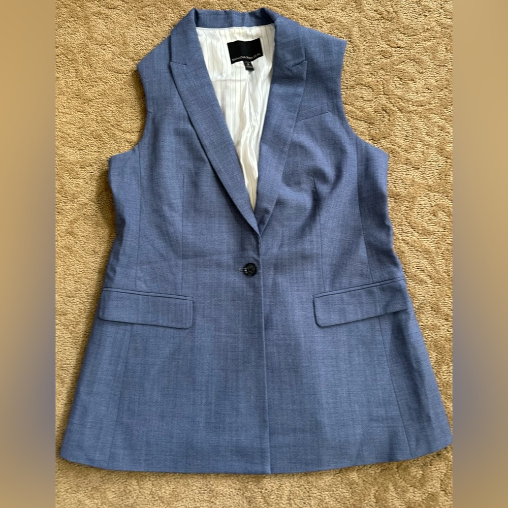Banana Republic Blue Women's one button steel blue Vest
